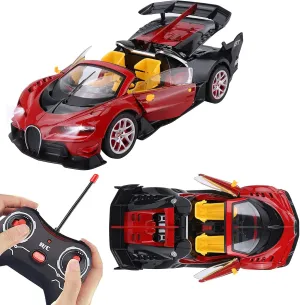 Remote Control Car, 2.4 Ghz High Speed Racing Car 1:14 Large Scale Electric Convertible Car Sport Racing Hobby Toy Car with Open Doors, Lights and Sounds for Boys Girls