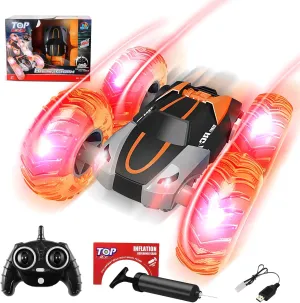 Remote Control Car, 2.4GHz All Terrain Off-Road RC Stunt Cars with Inflatable Wheels, Rechargeable Batteries for 60 Minutes Play, Glow Up RC Truck Toys for Boys Kids Age 4-7 8-12 Birthday Easter Gift