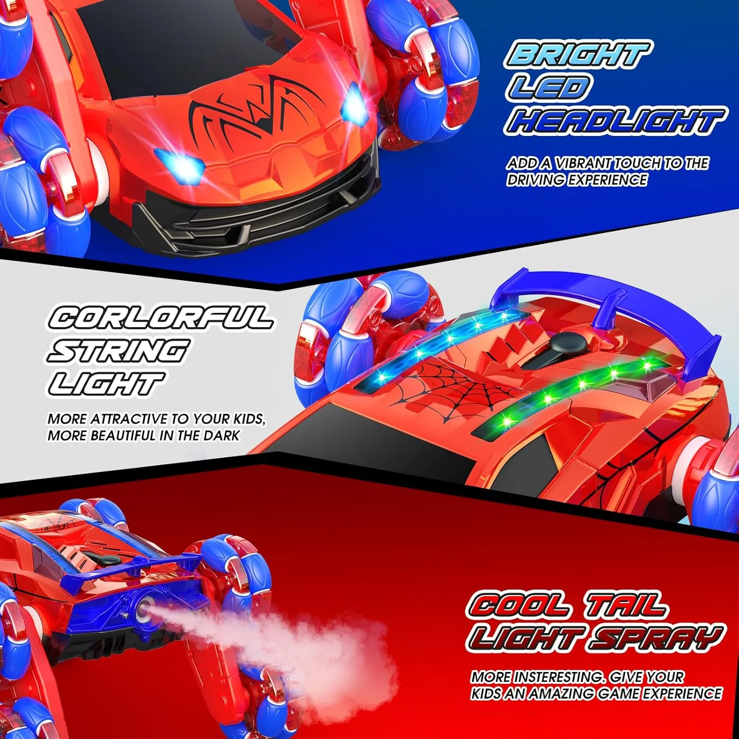 Remote Control Car, 8WD RC Stunt Car Kids Toys for Age 8-13 Double Sided 360° Rotating RC Car Rechargeable Racing Drift Car Toys for 6 7 8 9 10 11 12 13 Year Old Boy Birthday Xmas Gift