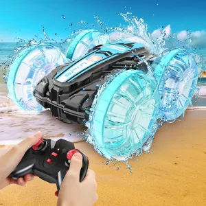 Remote Control Car, Amphibious RC Cars Toys for Ages 5-7, 4WD RC Boat, Waterproof 360° Rotating RC Monster Truck Stunt Car, Christmas Birthday Gifts Toys for Ages 8-13, Water Beach Pool Toy