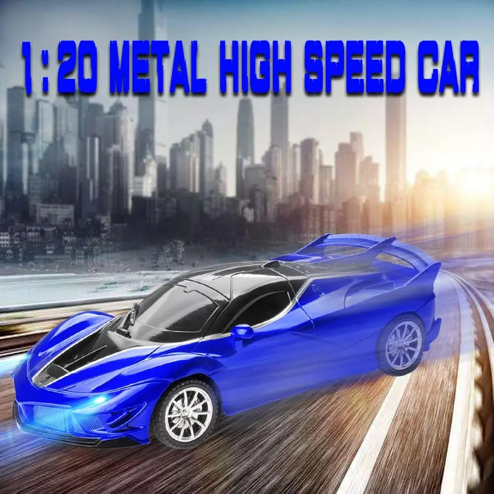 Remote Control Car for Boys Kids, 2.4GHz 4WD High Speed RC Cars Toys with Headlights and Controller, Electric Sport Racing Hobby Toy Car Model Vehicle for 6  Year Teens Gift (Blue)