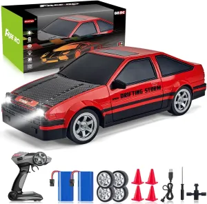 Remote Control Car RC Drift Car 1:16 Scale 4WD RC Car with LED Lights 2.4GHz 30km/h Hard Shell RTR High Speed Drift Racing Sport Toy Car for Adults Boys Girls Kids Gift 2Pcs Rechargeable Batteries
