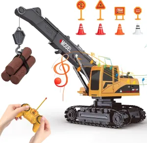 Remote-Control-Construction Cranes Engineering-Vehicle - 1/22 6 Channel RC Crane Tower Toy with Realistic Sound and Light,350° Rotation,Perfect Christmas Birthday Gift for Kids Girls Boys Ages 3-12 