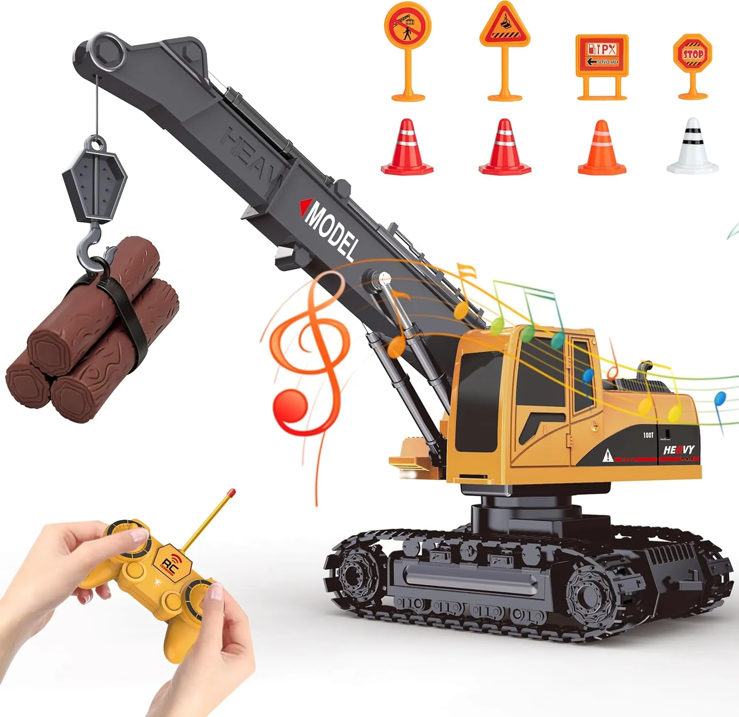 Remote-Control-Construction Cranes Engineering-Vehicle - 1/22 6 Channel RC Crane Tower Toy with Realistic Sound and Light,350° Rotation,Perfect Christmas Birthday Gift for Kids Girls Boys Ages 3-12 