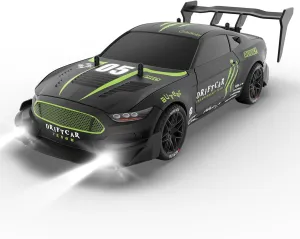 Remote Control RC Drift Car 1:16 Scale 4WD RC Car with LED Lights 2.4GHz 30km/h RTR High Speed Racing Sport Toy for Adults Boys Girls Kids Gift 2Pcs Rechargeable Battery (A-Black)