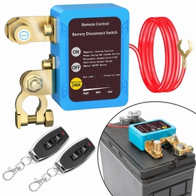 Remote Battery Disconnect Switch 12v, 240A, Upgrade Smart Voltage Car Kill Switch Anti-Theft, Prevent Battery Drain, Remote Battery Kill Switch for Car, Truck, RV (Flat Installation)