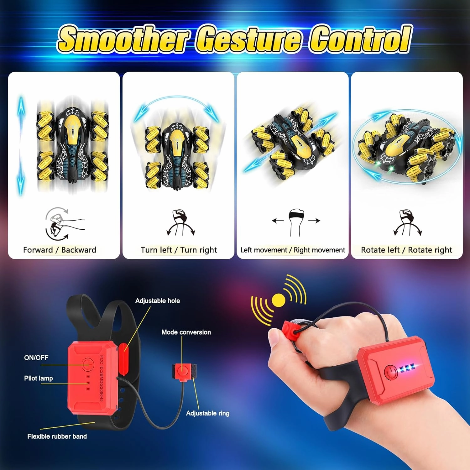 Remote Control Car 2.4Ghz RC Cars with LED Lights Double Sided Off-Road 360°Rotating Roll RC Cars Rechargeable 4WD RC Stunt Car Indoor Outdoor Toys for Boys Girls 6-13 Gifts (Yellow)