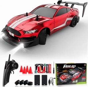 Remote Control Car RC Drift Car 1:16 Scale 4WD RC Vehicle with LED Lights 2.4GHz 30km/h RTR High Speed Racing Sport Toy for Adults Boys Girls Kids Gift 2Pcs Rechargeable Battery