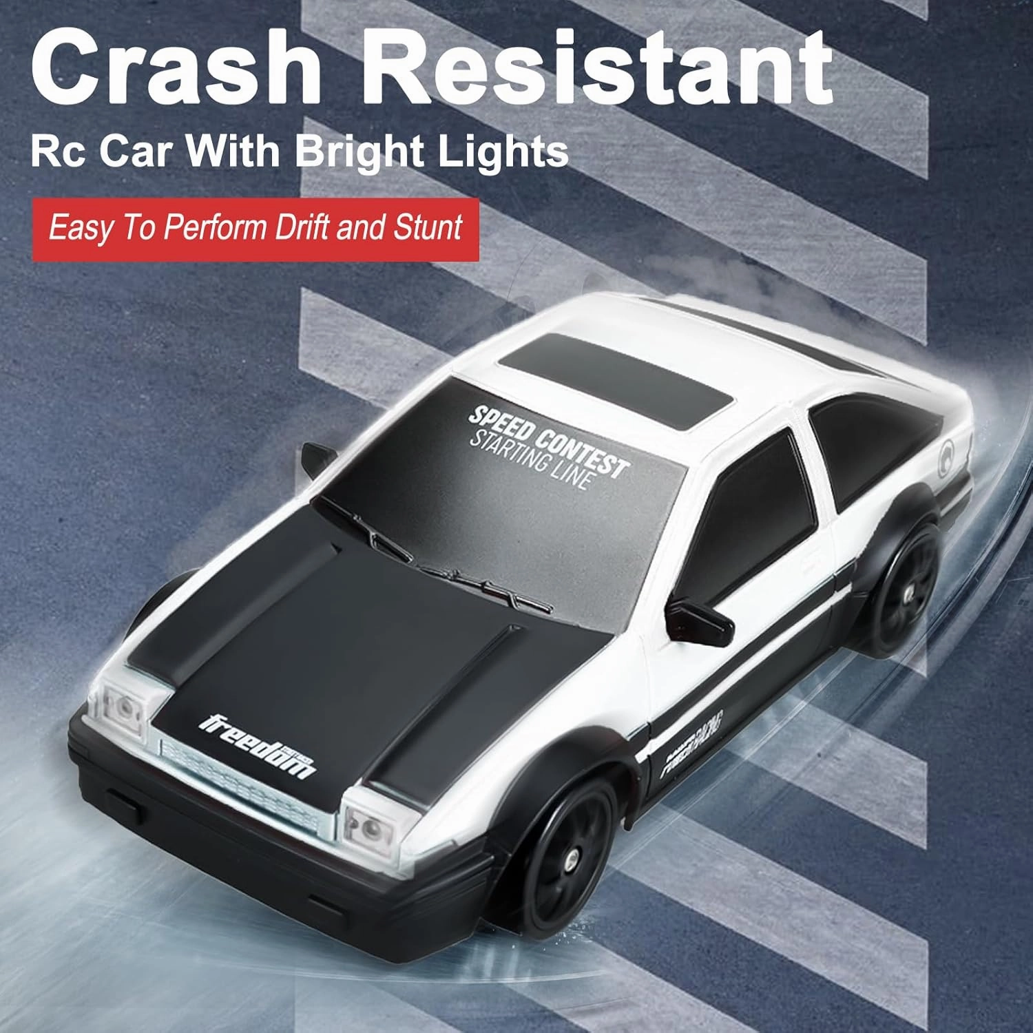 Remote Control Car RC Drift Car 2.4GHz 1:24 Scale 4WD High Speed RC Cars Vehicle with LED Lights Batteries and Drifting Tires Racing Sport Toy Cars for Adults Boys Girls Kids Gift