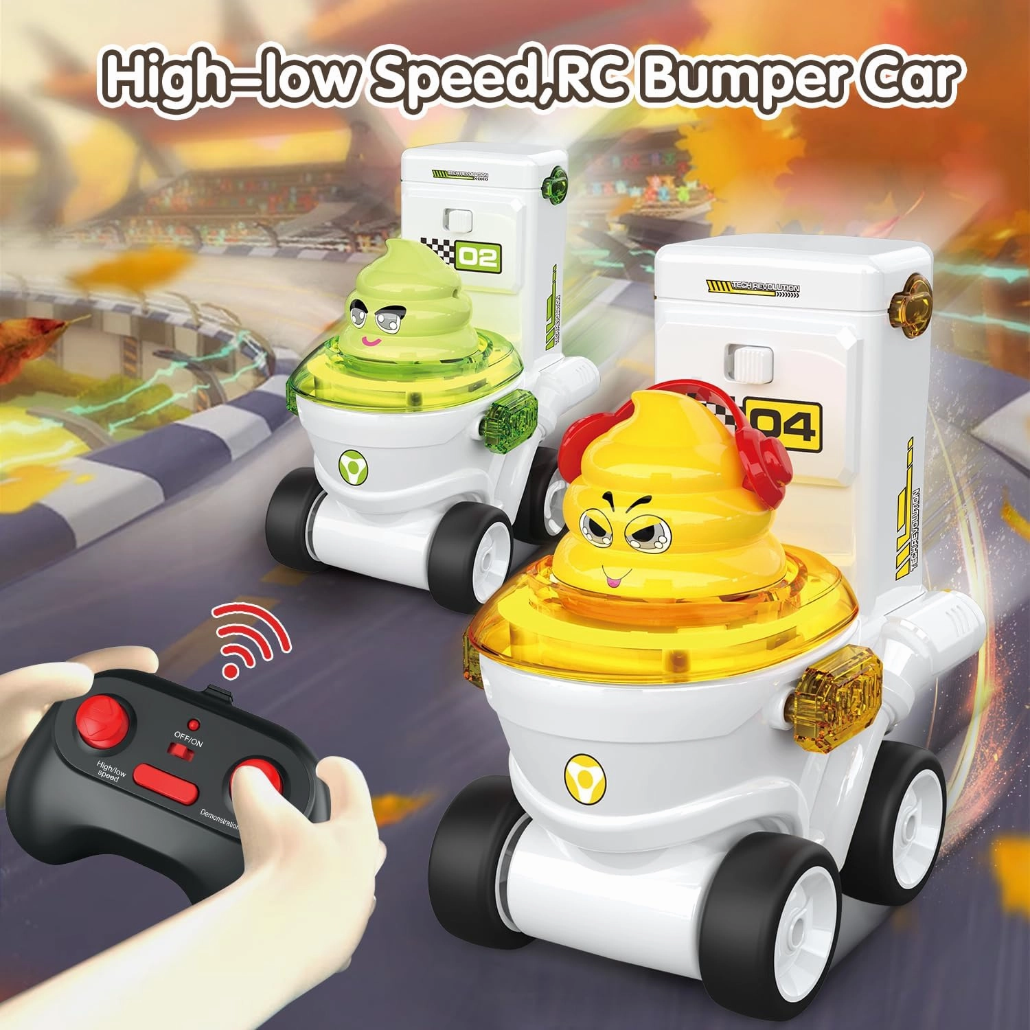 Remote Control Car Toys Set of 4 for Kids Rechargeable RC Car Ejecting Bumper Car with LED Light & Music Effects RC Vehicle Birthday for Kids Age 3 4 5 6 7 8  Family Interaction