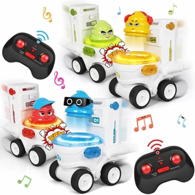 Remote Control Car Toys Set of 4 for Kids Rechargeable RC Car Ejecting Bumper Car with LED Light & Music Effects RC Vehicle Birthday for Kids Age 3 4 5 6 7 8  Family Interaction