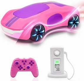 Remote Control Car with Charging Station, 2.4GHz Rechargeable RC Cars with Lights Dual Spray & Sound, Electric Drift Race RC Stunt Car for Kids 6 7 8-12 Year Old Boy Girls, Pink
