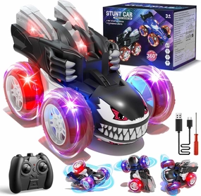 Remote Control Cars for Boys 4-7, 2.4Ghz Rechargeable RC Stunt Car with Cool Lights Toys Gift for Boys Age 4 5 6 7 8 9 10 Year Old Outdoor Toys