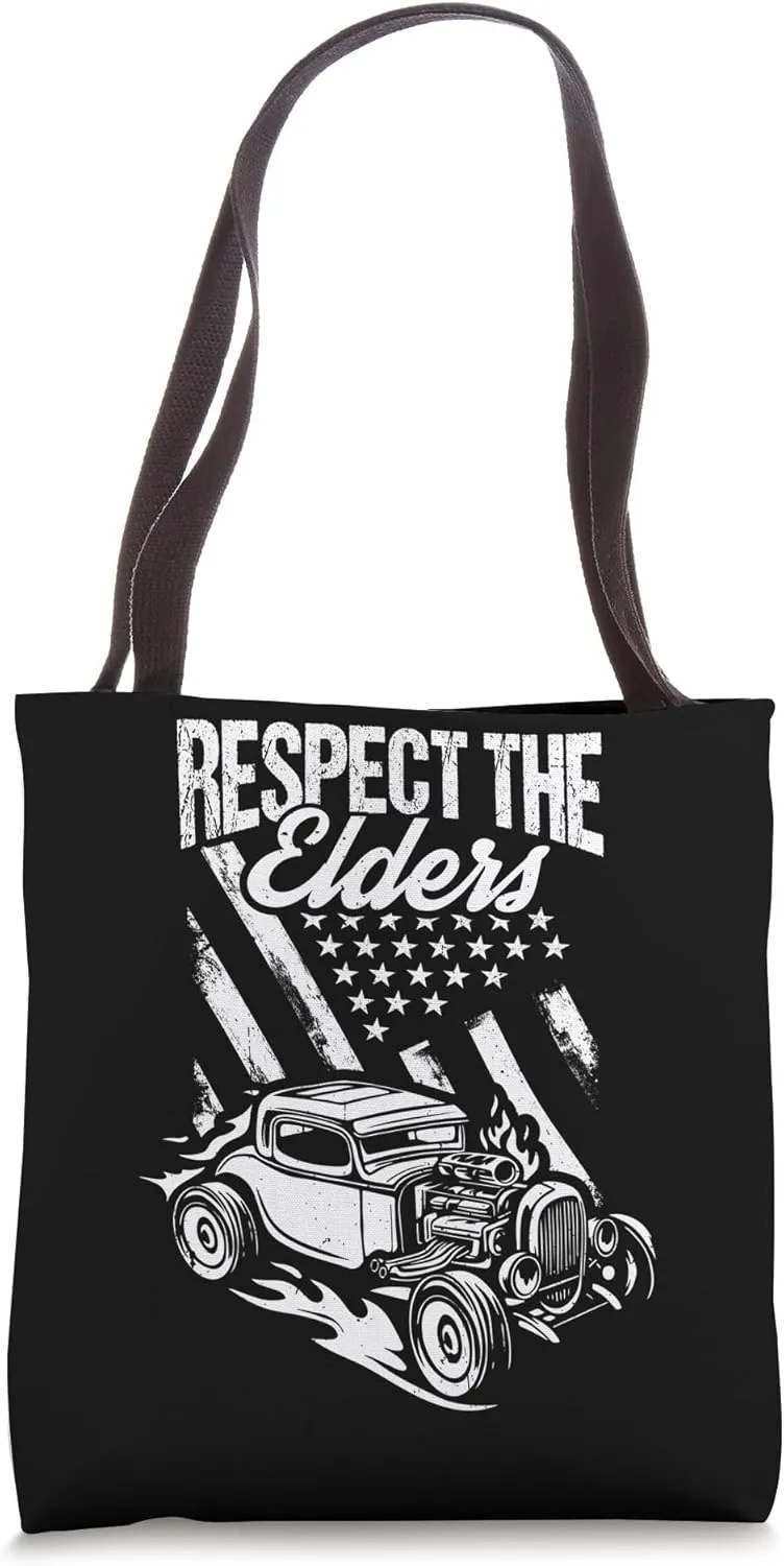 RESPECT THE Elders Vintage Hotrod Car Tote Bag