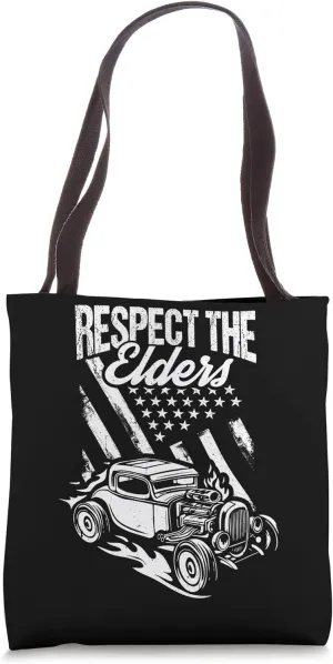 RESPECT THE Elders Vintage Hotrod Car Tote Bag
