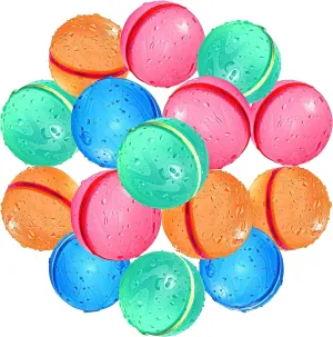 Reusable Water Balloons 15PCS, Summer Toy Pool Beach Toys for Kids Ages 3-12, Water Balloons Rapid-Filling Magnetic Self-Sealing for Outdoor Games, Family, Summer Fun Party