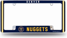Rico Industries NBA Denver Nuggets Classic 12" x 6" Chrome All Over Automotive License Plate Frame for Car/Truck/SUV