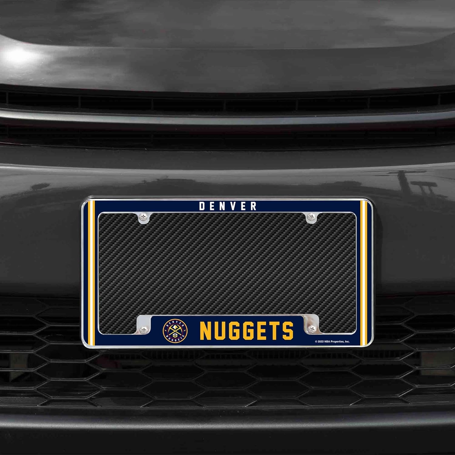 Rico Industries NBA Denver Nuggets Classic 12" x 6" Chrome All Over Automotive License Plate Frame for Car/Truck/SUV