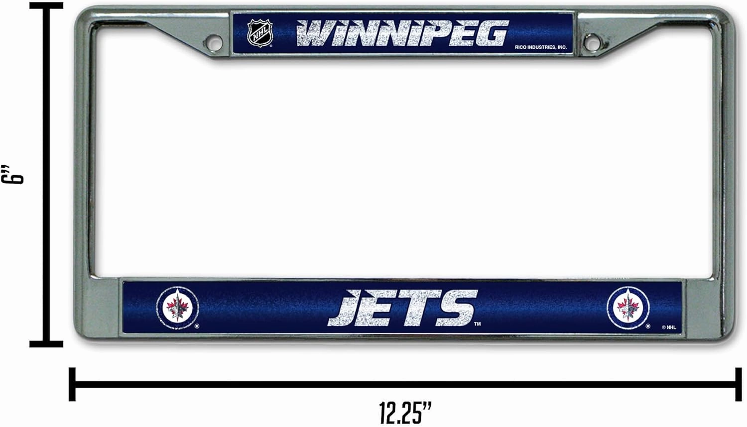 Rico Industries NHL Hockey Classic 12" x 6" Silver Bling Chrome Car/Truck/SUV Auto Accessory
