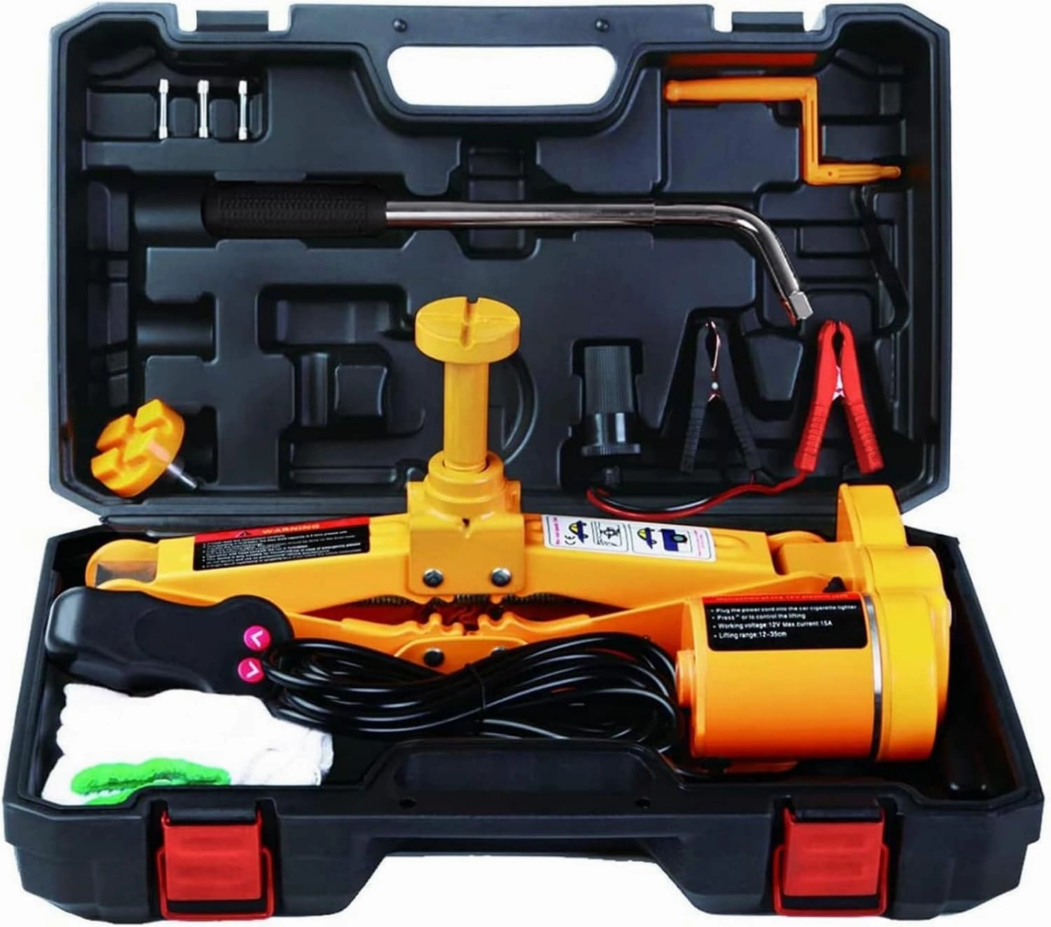 ROGTZ Electric Scissor Car Jack 3 Ton All-in-one Automatic 12v Car Lift with Handle Wrench for Tire Change Replacement (Yellow,3T)