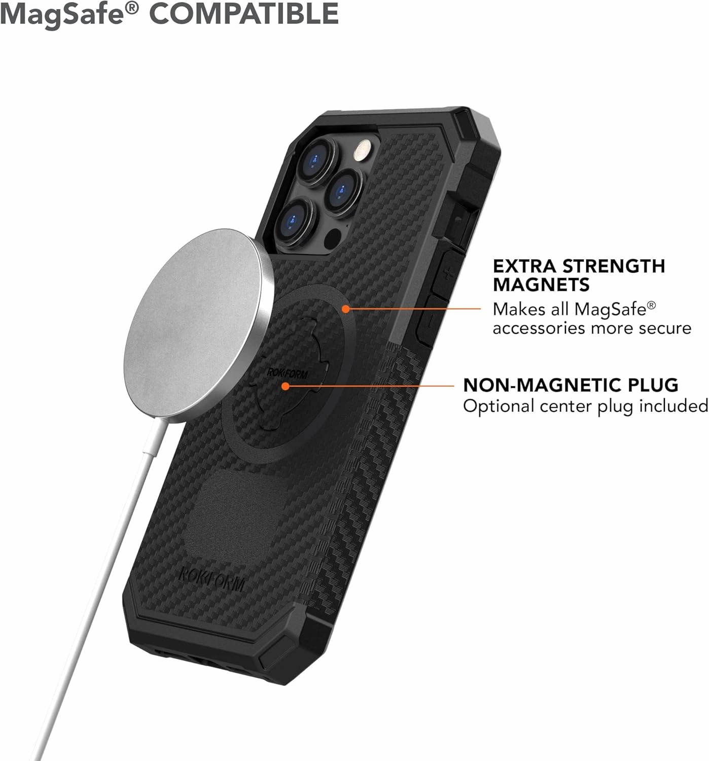 Rokform - iPhone 14 Pro Max Case, Rugged Series, Dual Magnet   MagSafe Compatible, iPhone Cover with RokLock Twist Lock, Magnetic Protective Apple Gear, Drop Tested Armor (Black)