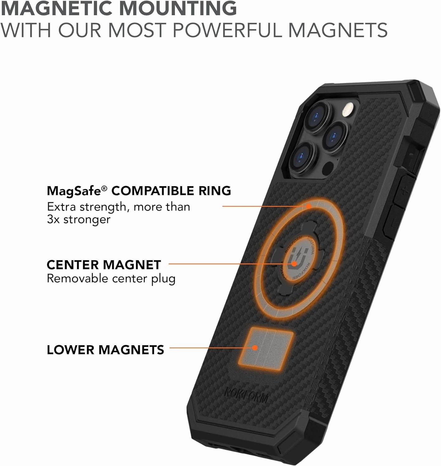 Rokform - iPhone 14 Pro Max Case, Rugged Series, Dual Magnet   MagSafe Compatible, iPhone Cover with RokLock Twist Lock, Magnetic Protective Apple Gear, Drop Tested Armor (Black)