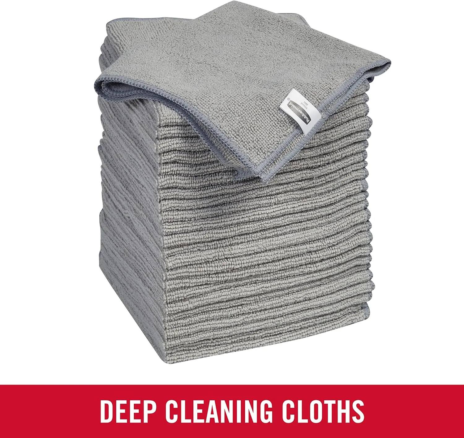 Rubbermaid All Purpose Microfiber Cleaning Cloth Towels 50 Pack 12"x12" Non-Scratch Reusable/Washable for Cleaning/Wiping/Polishing for Home/Kitchen/Car Gray