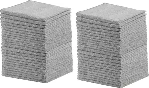 Rubbermaid All Purpose Microfiber Cleaning Cloth Towels 50 Pack 12"x12" Non-Scratch Reusable/Washable for Cleaning/Wiping/Polishing for Home/Kitchen/Car Gray