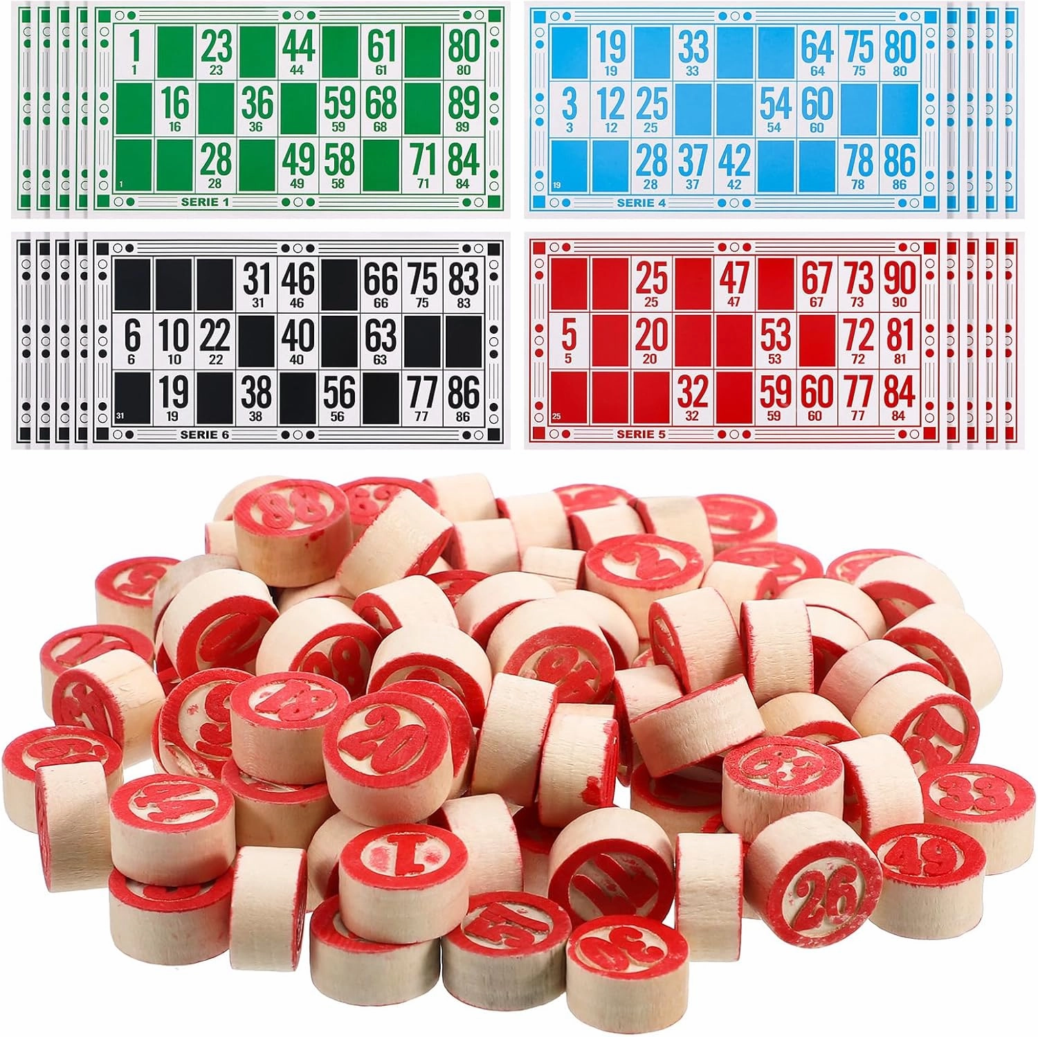 Russian Bingo Game Set Board Games Russian Tambola Kit of Wood Barrels Bingo Cards Chips for Family Adults
