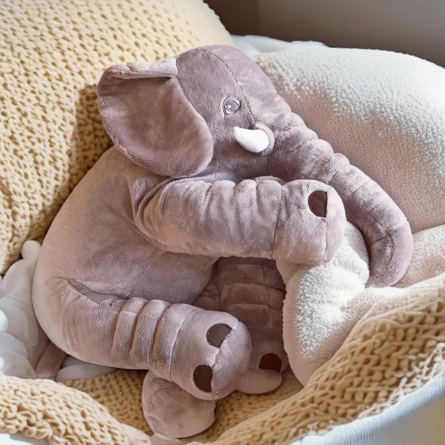 Ryttir 24 Inch Fuzzy Large Elephant Stuffed Animal, Soft Stuffed Elephant Toy Cuddly Bedroom Elephant Plush, Funny Elephant Gifts for Girls Boys
