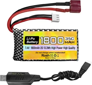 sea jump 7.4V 35C 1800mah Lithium Battery with Charging Wire for WLTYOS K929-B A959-B 12401 12402 12403 12404 12423 12428 144001 1/18 1/14 1/12 RC Remote Control Toy Car Battery