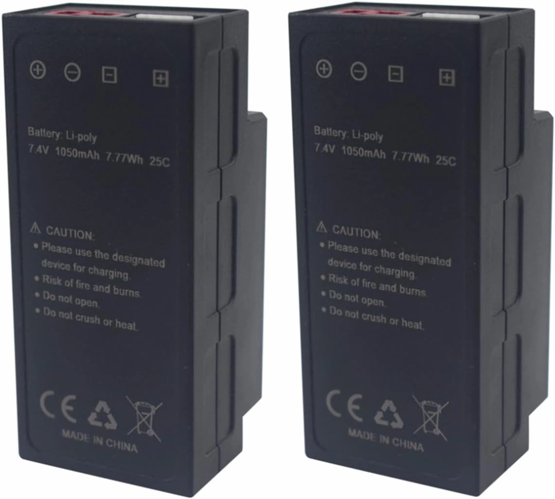 sea jump 2PCS 7.4V 1050mAh 2S Li Battery for MJX H16 H16P H16E H16H H16DR H16SC H16BM 16027 14301 JC16EP RCM029 HP161 HB17 RC Speed Car Competitive Racing Electric High Speed Model Toy Car Battery