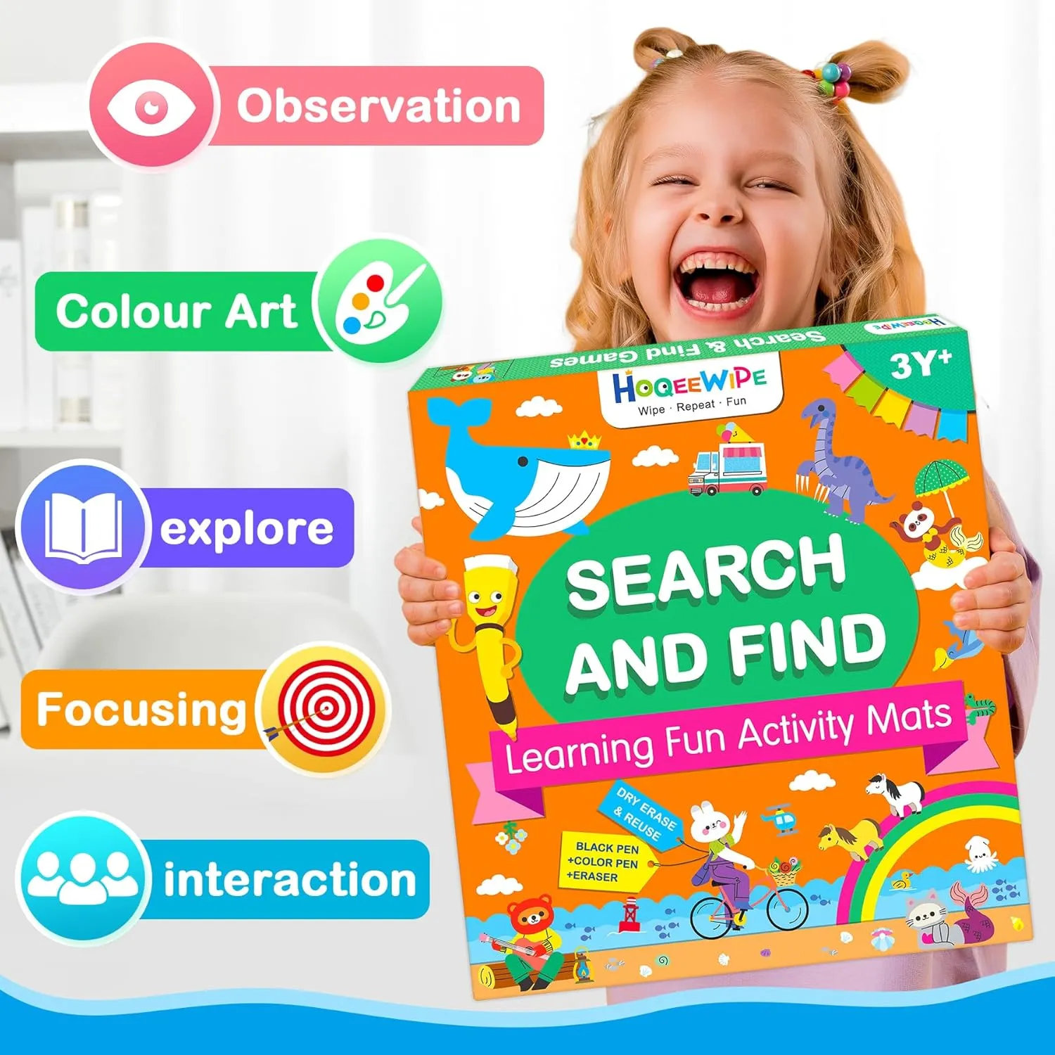 Search and Find Books for Kids, Reusable Art and Craft Supplies for Toddlers - Preschool Learning Activity, Gifts for Girls & Boys, Educational Game Learning Toys for 3, 4, 5, 6 Year Old