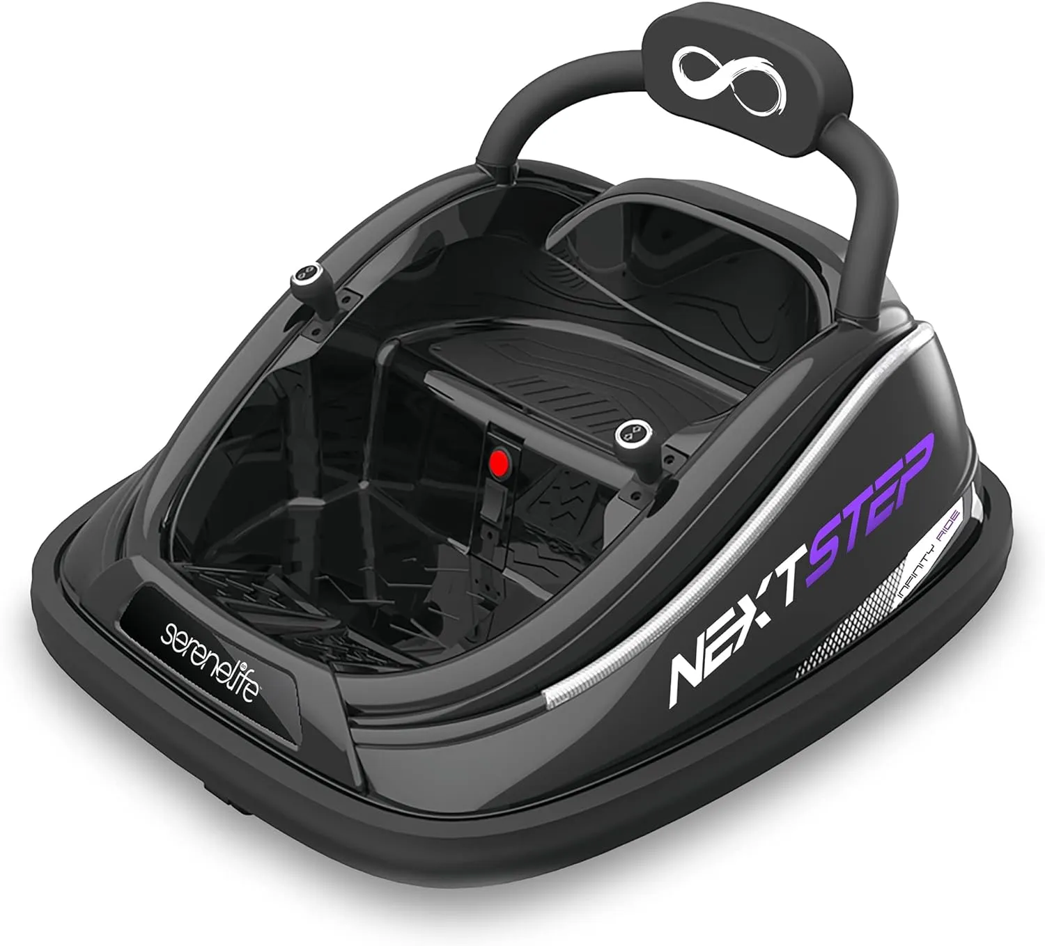 SereneLifeHome Electric Bumper Car for Kids - 12V Rechargeable Battery Powered Ride On Vehicle for Toddlers w/ 2 Driving Modes, 360 Degree Spin, Dual Joystick, Black (SLBUPC78.5)