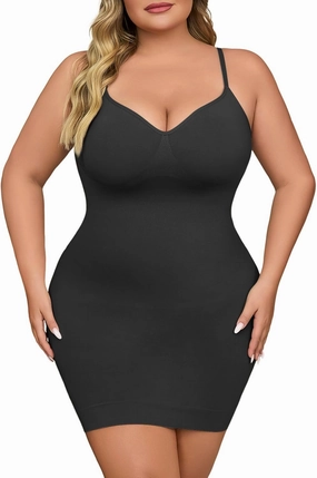 Shapewear Slip Dress for Women Under Dress Seamless Tummy Control Slip Dress Plus Size Smoothing Cami Dress Slips