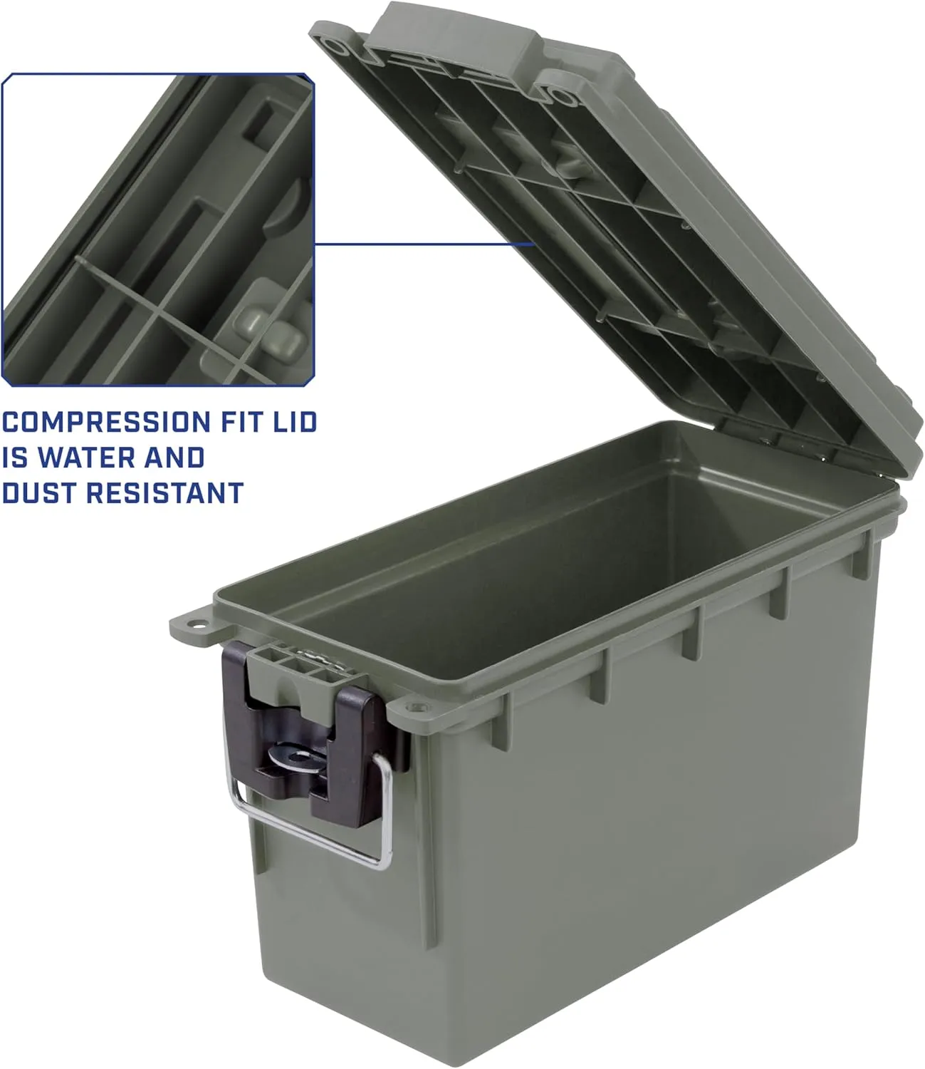 Sheffield 12791 2-Pack Ammo Storage Box, Stackable .30 Cal Field Boxes, Water and Dust Resistant, Lockable Storage Box with Handle, Secures Hunting Gear, Supplies, and Bullets, Made in the USA, Green