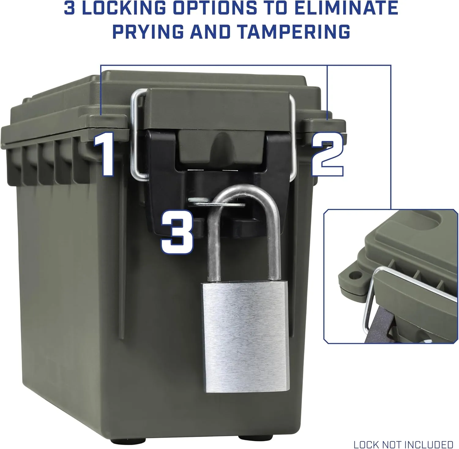 Sheffield 12791 2-Pack Ammo Storage Box, Stackable .30 Cal Field Boxes, Water and Dust Resistant, Lockable Storage Box with Handle, Secures Hunting Gear, Supplies, and Bullets, Made in the USA, Green