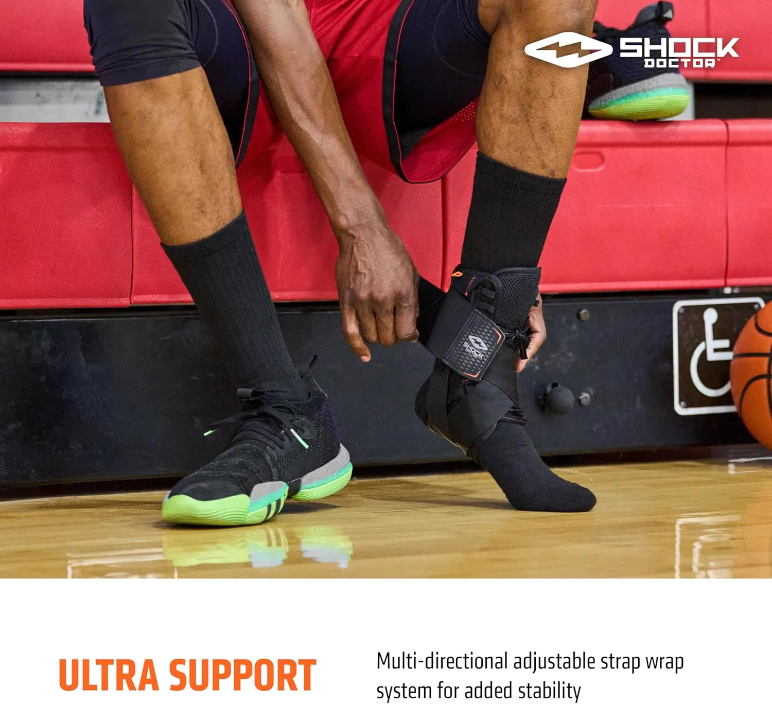Shock Doctor Adult Ultra Wrap Lace Ankle Brace, Maximum Support, Adjustable Compression