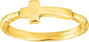 Silpada 'Simplex Cross' Horizontal Cross Textured Ring in Gold-Plated Sterling Silver, Size 8, Size 8