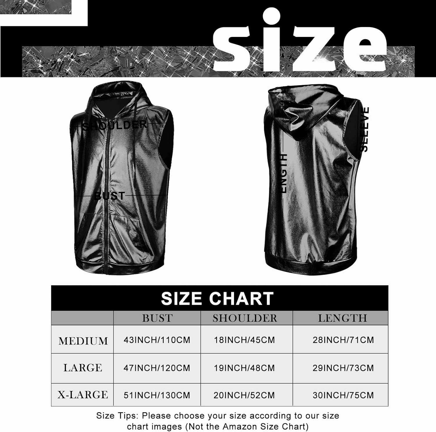 Sintege Men's Metallic Shirt 70s 80s Men Disco Outfit Metallic Hooded Tops Hoodie Shirts for Disco Party