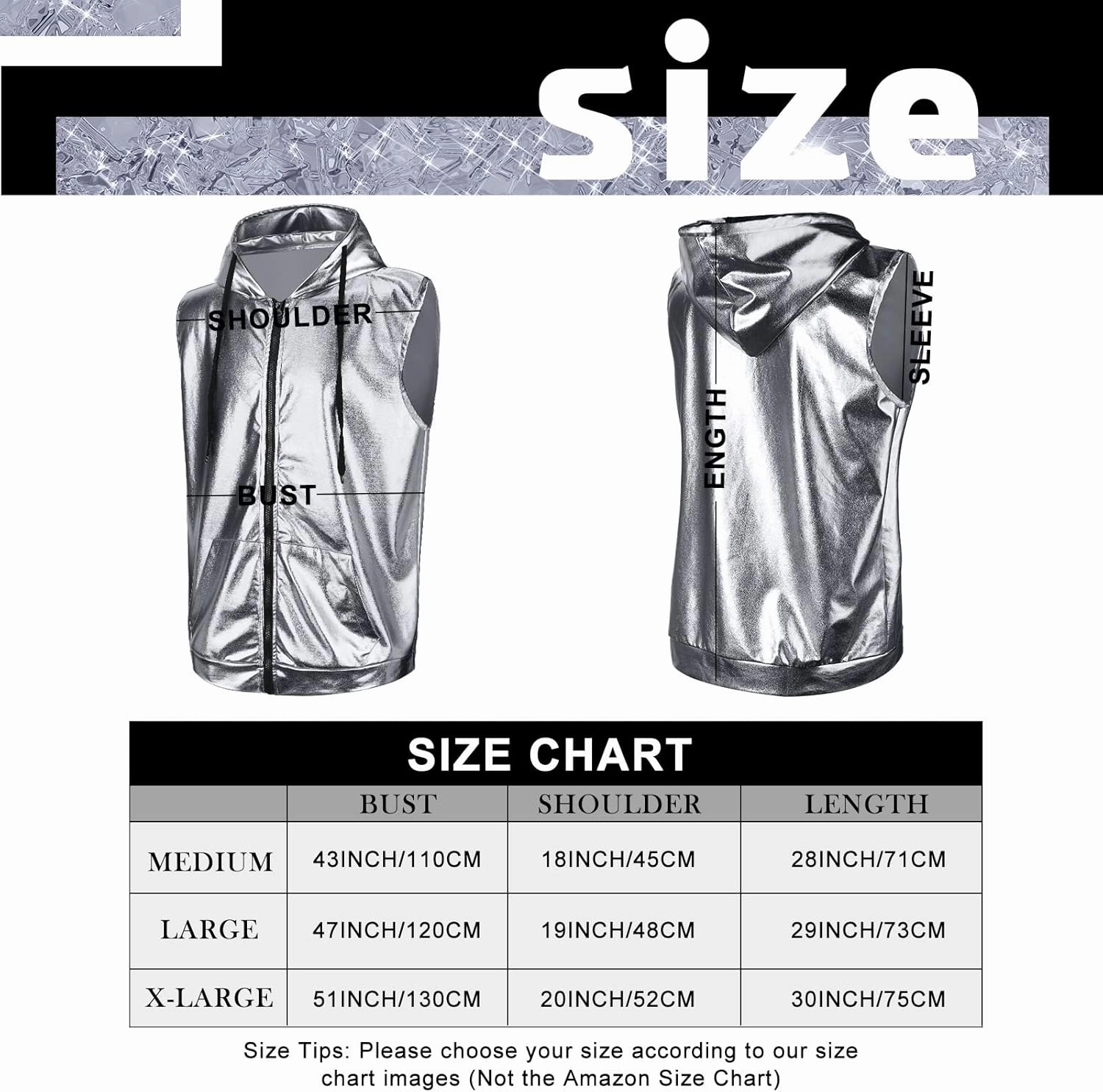 Sintege Men's Metallic Shirt 70s 80s Men Disco Outfit Metallic Hooded Tops Hoodie Shirts for Disco Party