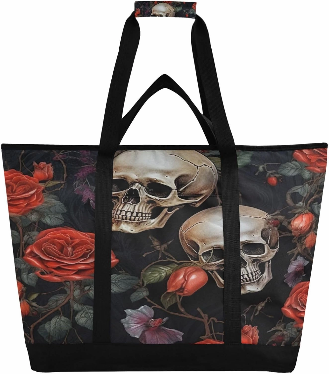 Skull Reusable Insulated Lunchbox Cooler Bag, Leakproof Kitchen Grocery Bag Collapsible Portable Cooler Tote Bag for Picnic, Camping, Office, Travel