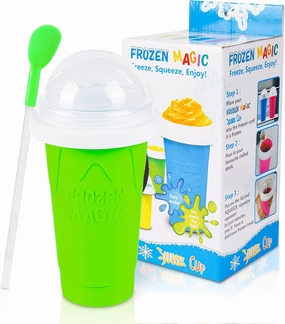 Slushy Maker Cup - TIK TOK Quick Frozen Magic Squeeze Cup For Chocolate MilkShake, Sorbet, Smoothies, Slushies & More, 2 in 1 Straw & Spoon, With Gorgeous Luxury Box, Perfect for Kids,Friends & Family