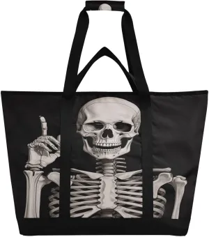 Smiling Skull Reusable Insulated Lunchbox Cooler Bag, Leakproof Kitchen Grocery Bag Collapsible Portable Cooler Tote Bag for Picnic, Camping, Office, Travel
