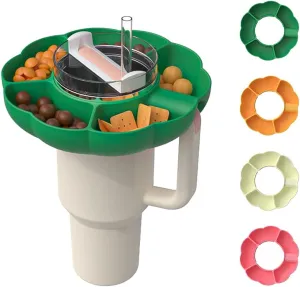 Snack Bowl for Stanley Cup 40 oz Tumbler with Handle,Silicone Stanley Snack Tray, Charcuterie Accessories Snackeez Cups, Reusable Snack Ring Suitable for Car Cup Holder, Cinema (Green)