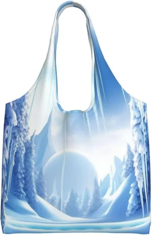 Snow Ice World Print Aesthetic Tote Bags Large Beach Bag Canvas Shoulder Bag Reusable Shopping Bags