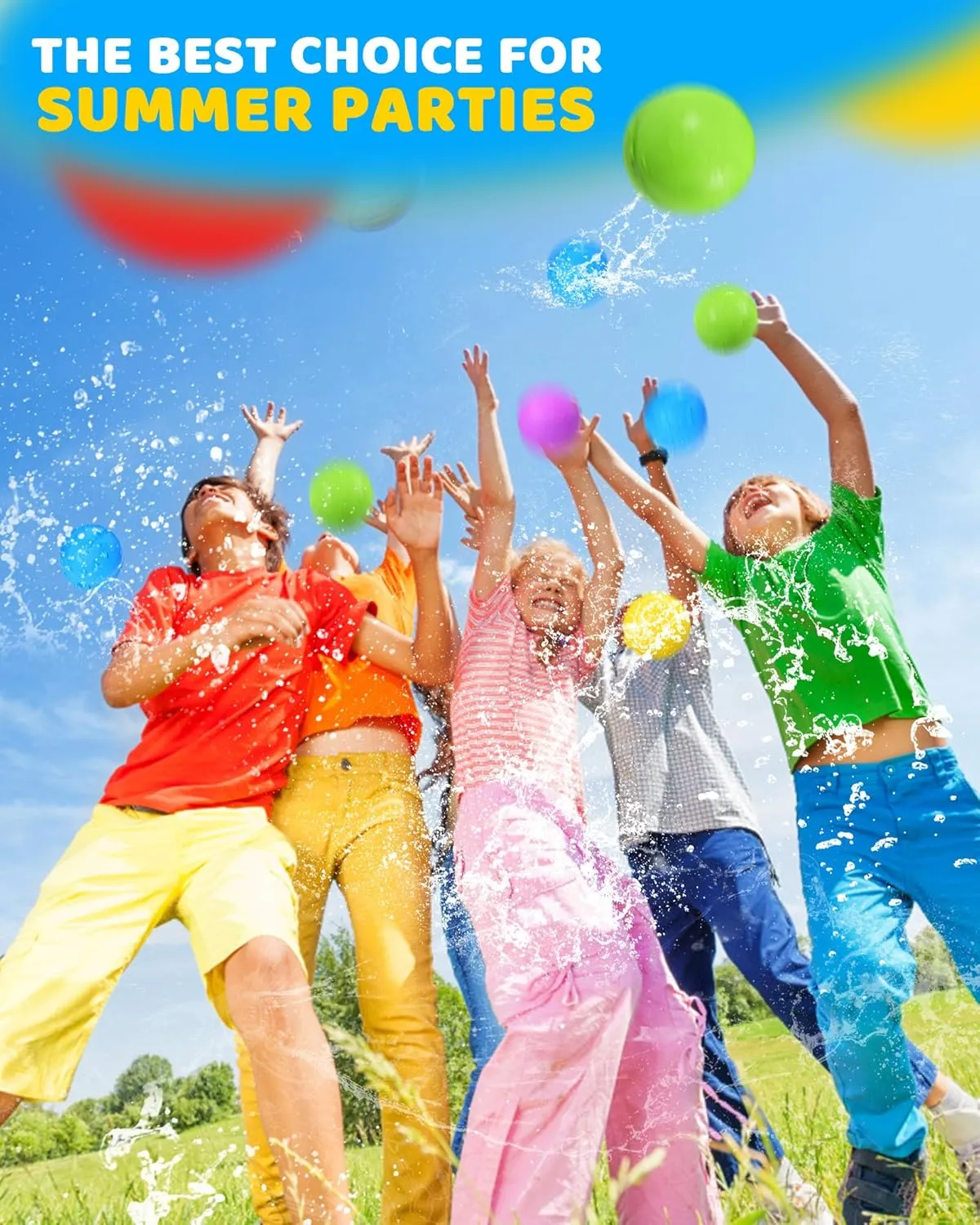 SOPPYCID Reusable Water balloons, Summer Toy Water Toy for Boys and Girls, Pool Beach Toys for Kids ages 3-12, Outdoor Activities Water Toys Self Sealing Water Splash Ball for Fun (6Pack)