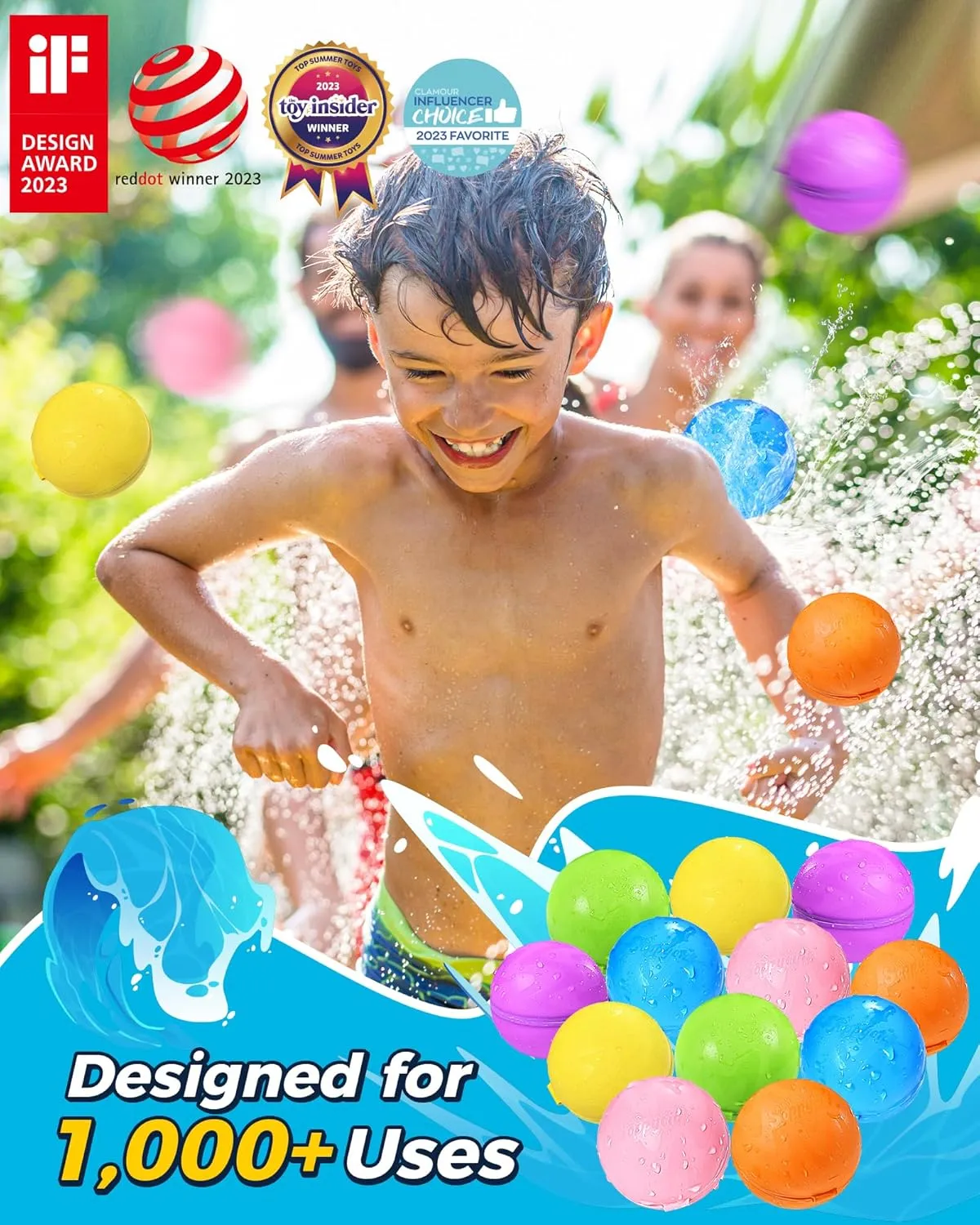 SOPPYCID Reusable Water balloons, Summer Toy Water Toy for Boys and Girls, Pool Beach Toys for Kids ages 3-12, Outdoor Activities Water Toys Self Sealing Water Splash Ball for Fun (6Pack)