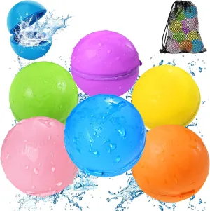 SOPPYCID Reusable Water balloons, Summer Toy Water Toy for Boys and Girls, Pool Beach Toys for Kids ages 3-12, Outdoor Activities Water Toys Self Sealing Water Splash Ball for Fun (6Pack)