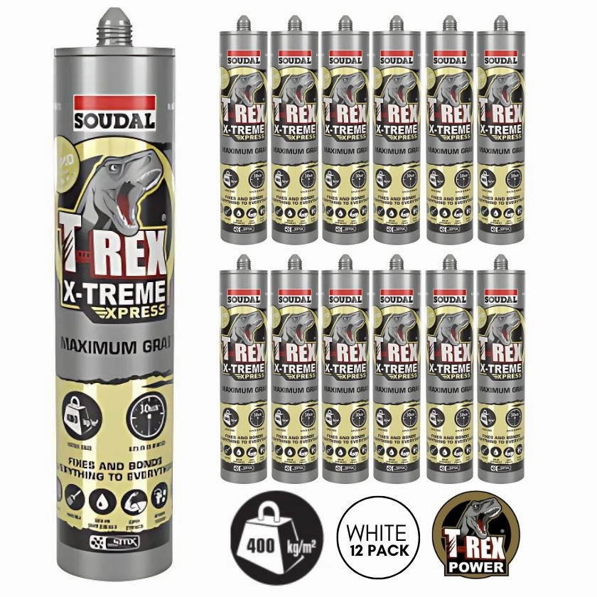 Soudal 154759 T-Rex X-TREME Xpress Maximum Grab (Box of 12) - WHITE